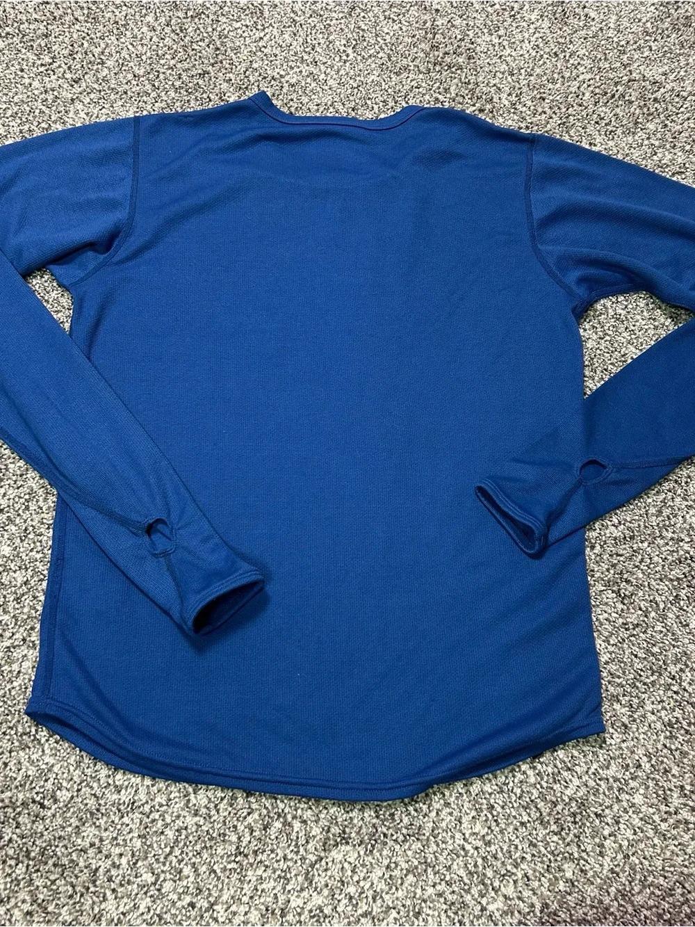 Vintage Nike Shirt Mens M Blue Waffle Knit Thermal Pullover Sweater Swoosh Y2K